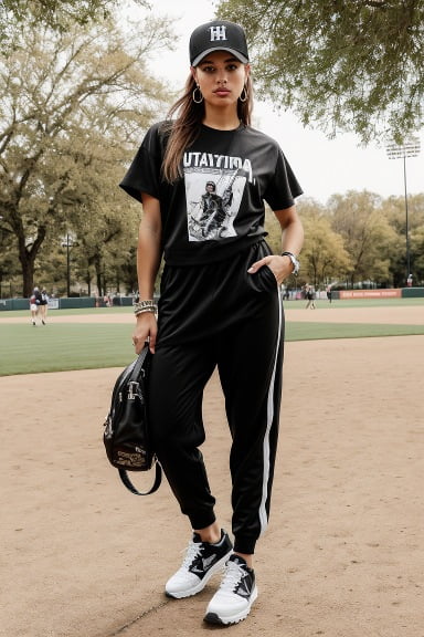 Sporty Edge in a Graphic Tee and Joggers