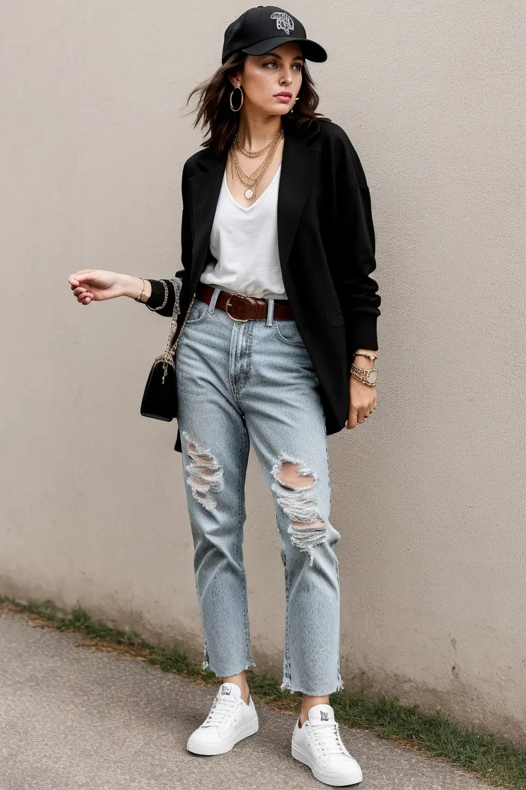 Laid-Back Layers in a Hoodie with Distressed Jeans