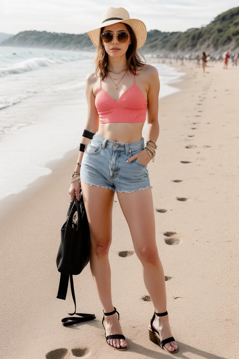 Fresh Summer Vibes in a Crop Top and High-Waisted Shorts