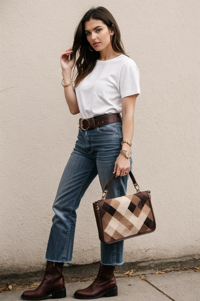 Classic Comfort with Plaid Shirt and Jeans