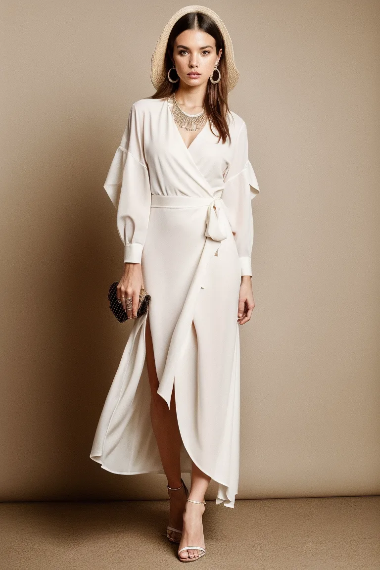 Elegant Wrap Skirt Outfit Idea