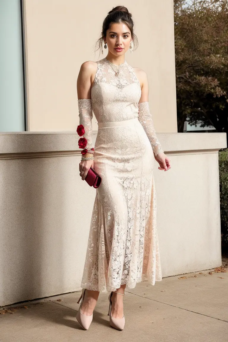 Graceful Elegance in a Lace Maxi Dress