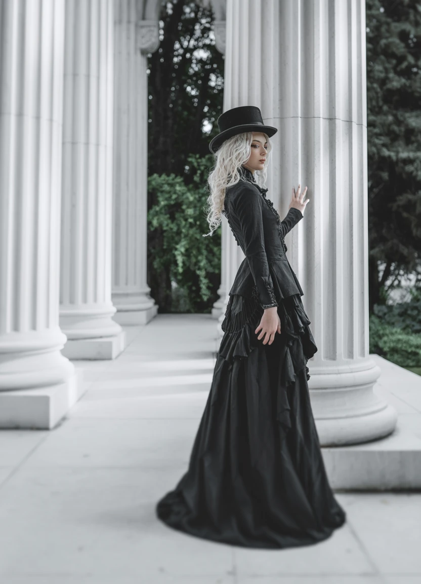 Marble Requiem Victorian-Inspired Gothic Formal Attire for Classical Settings