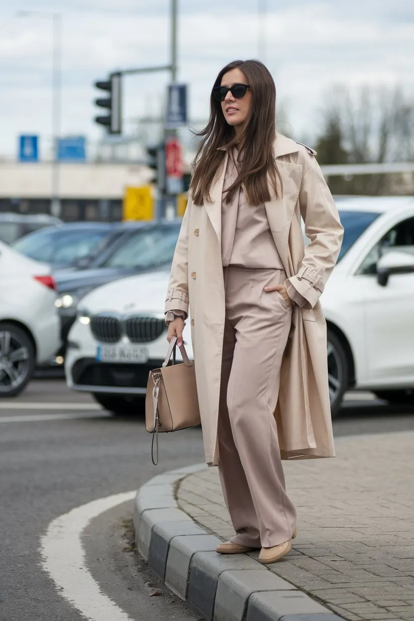 Neutral Tones Elegance Street-Ready Monochromatic Ensemble