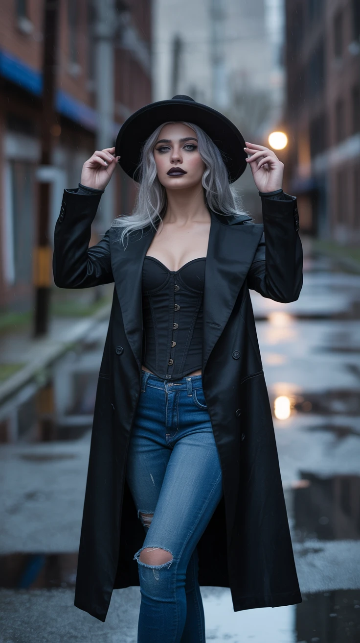 Urban Twilight Modern Gothic-Casual Fusion for City Exploration