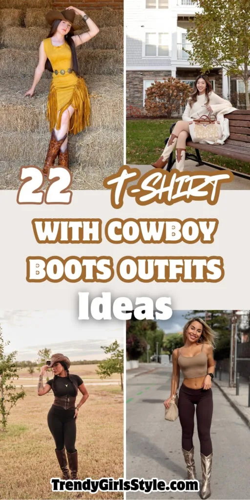22 T-shirt with cowboy boots outfits Ideas