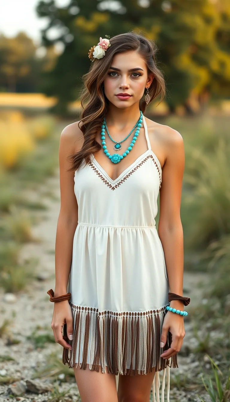 Bohemian Charm in a Fringe Halter Neck Mini Dress