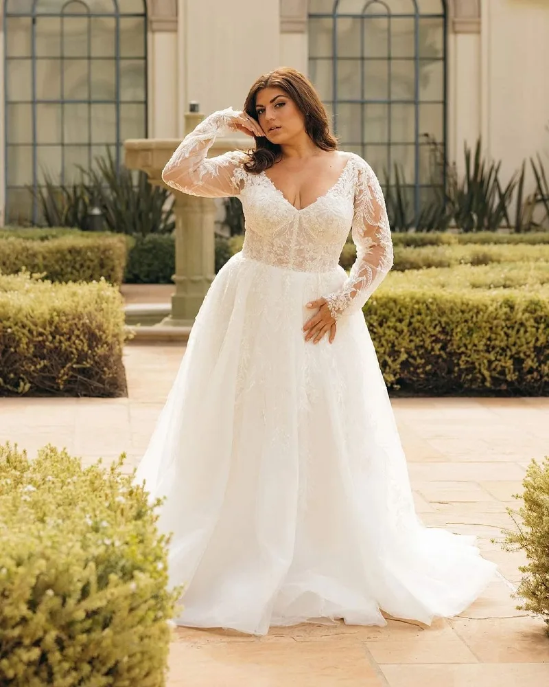 Classic Romance Ball Gown with Illusion Sleeves