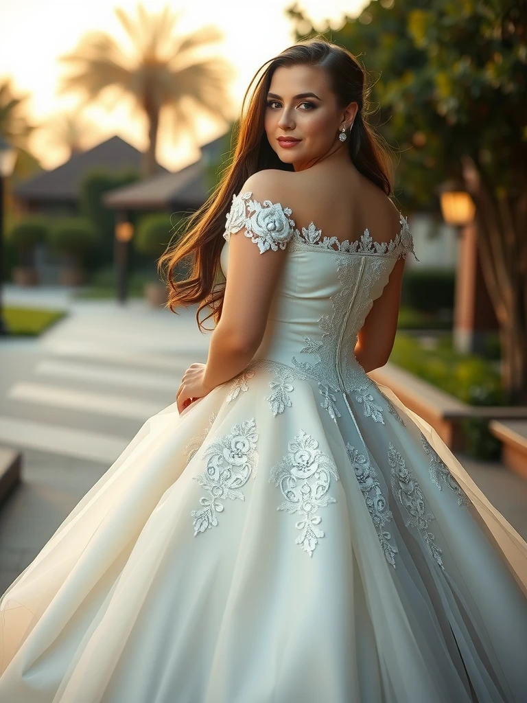 Classic Romance - Princess Ball Gown with Lace Appliqués1