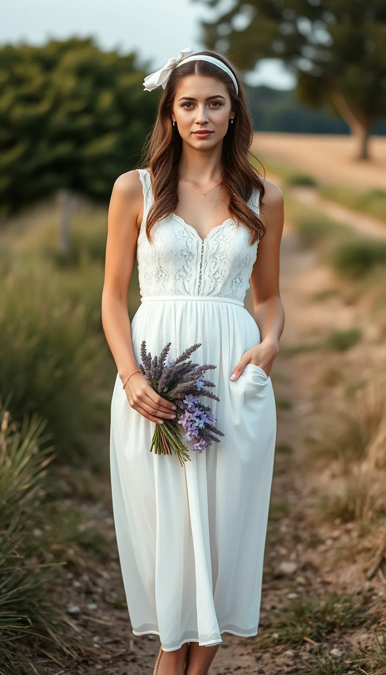 Effortless Charm in a White Lace-Trimmed Midi Dress