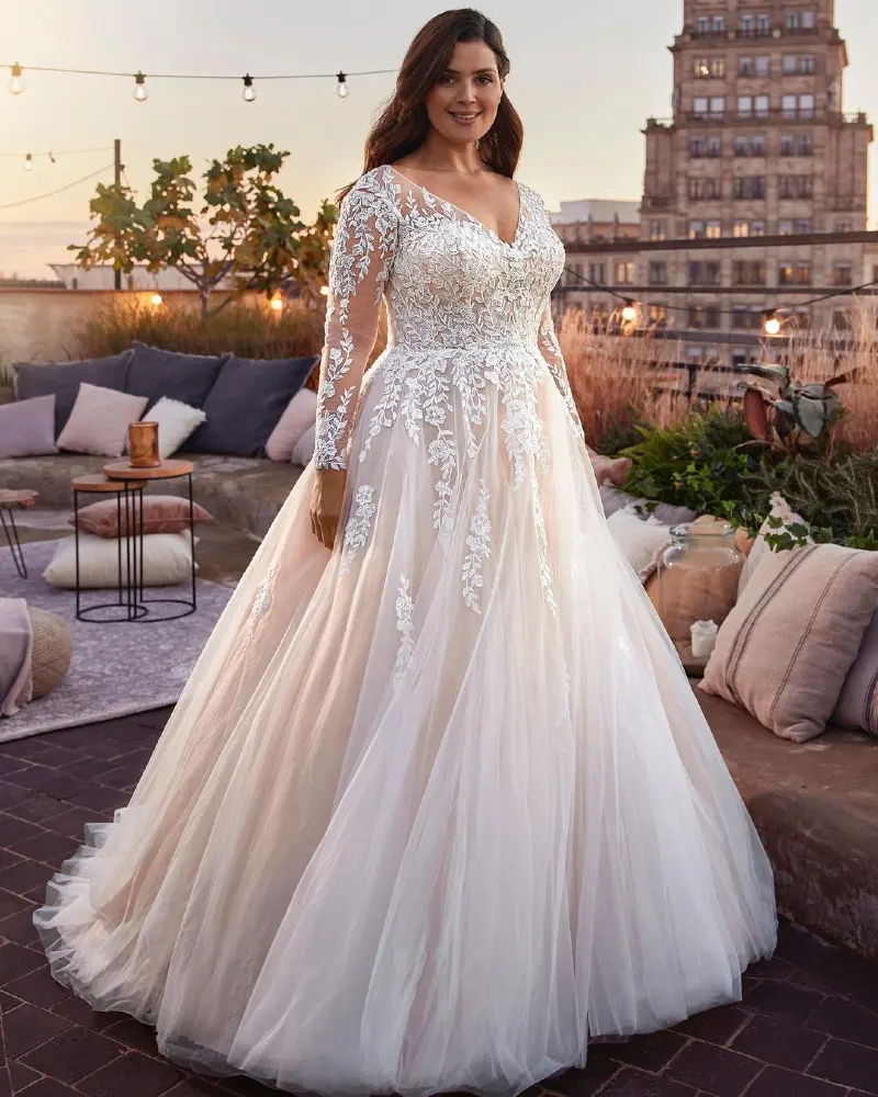 Enchanted Garden Long Sleeve A-Line Gown