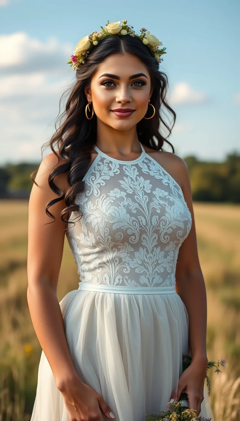 Enchanting Boho Lace Halter Neck Wedding Dress