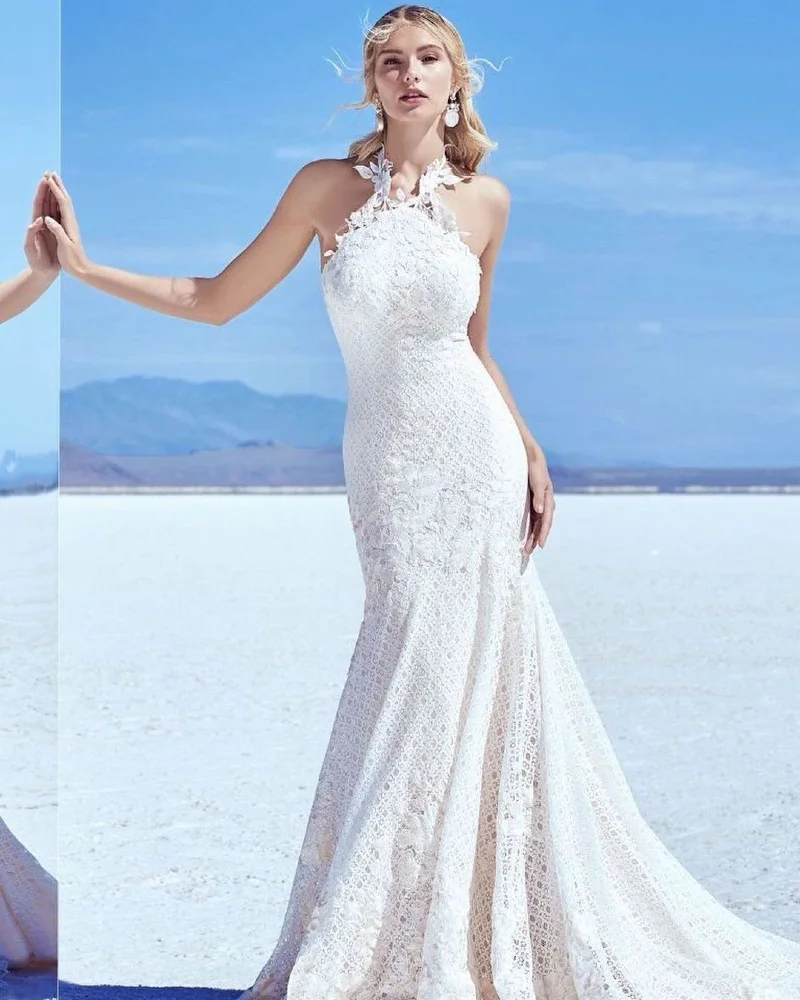 Floral Grace Halter Gown