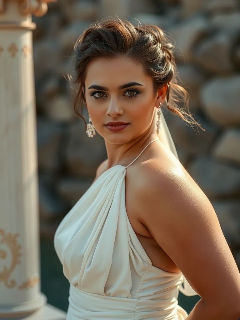 Grecian Goddess - One-Shoulder Draped Wedding Dress