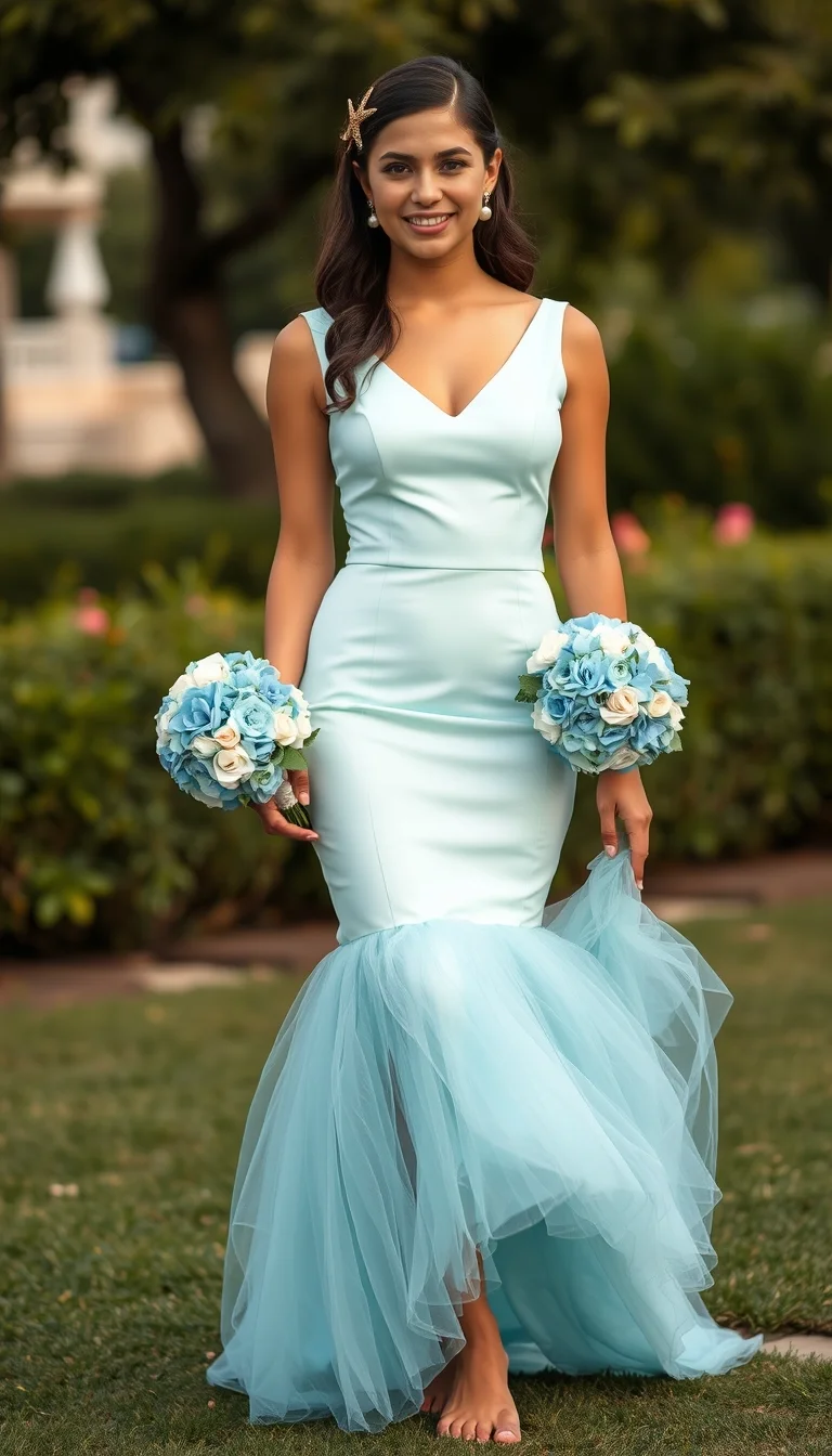 Mermaid Elegance in a Seafoam Blue Gown
