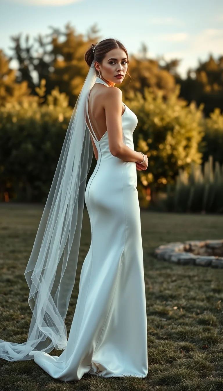 Modern Minimalism in a Sleek Satin Halter Neck Wedding Dress