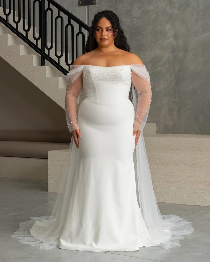 Modern Minimalist Pearl-Studded Gown