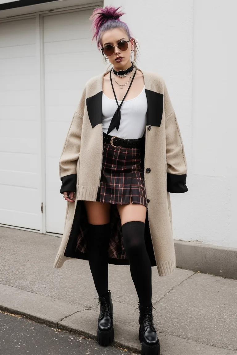 Girl wearing Punk in Plaid