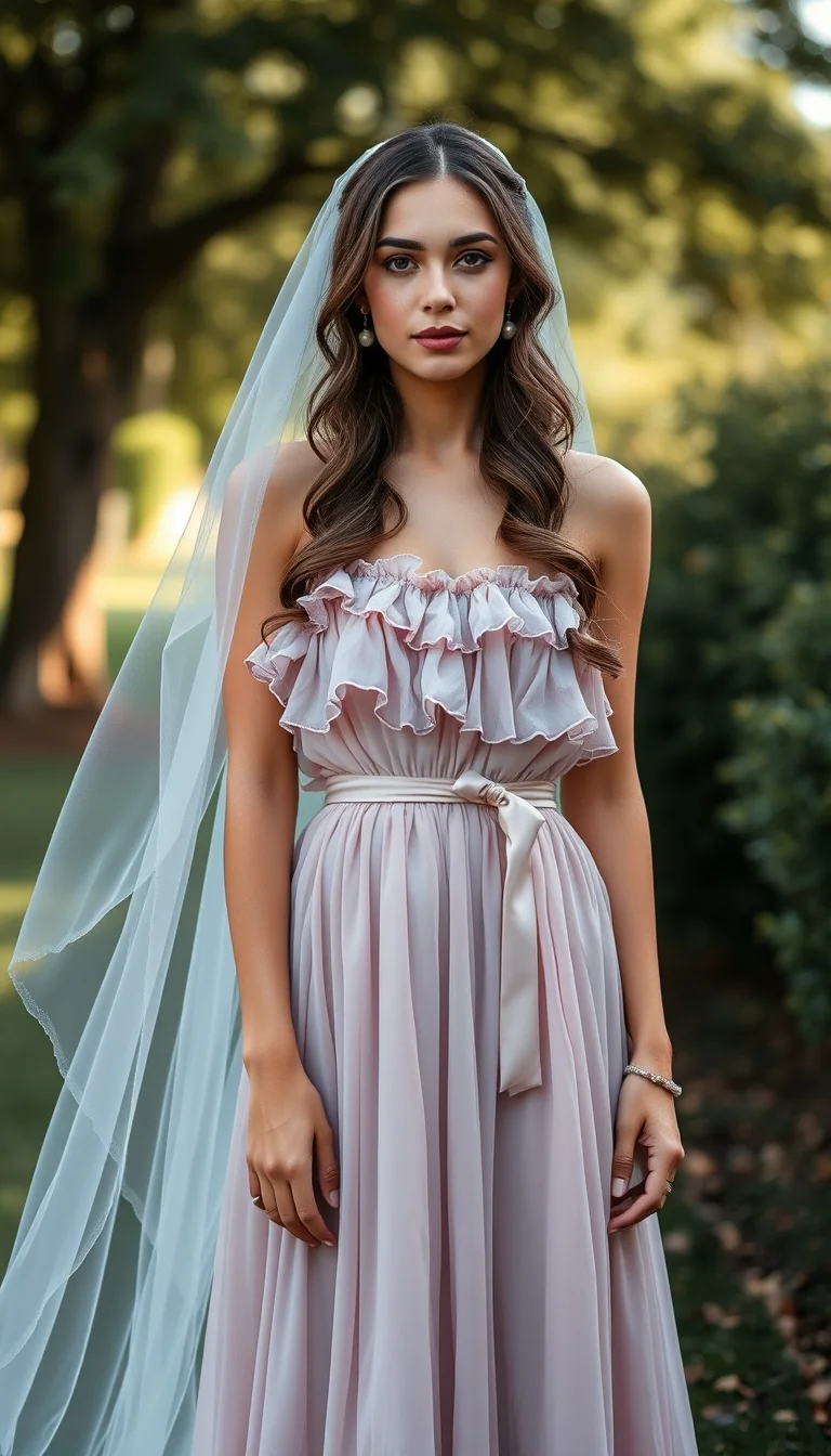 Romantic Whimsy in a Ruffled Strapless Wedding Dress