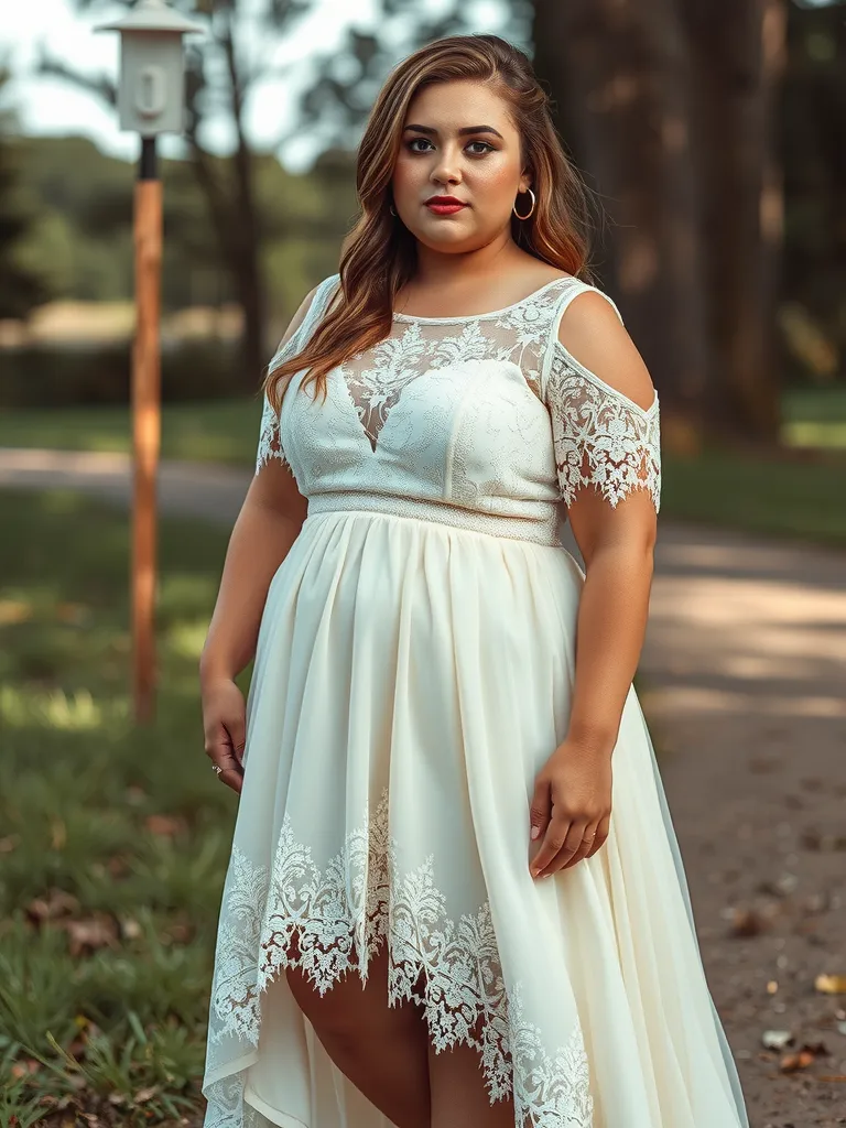 Rustic Charm - High-Low Lace Wedding Dress