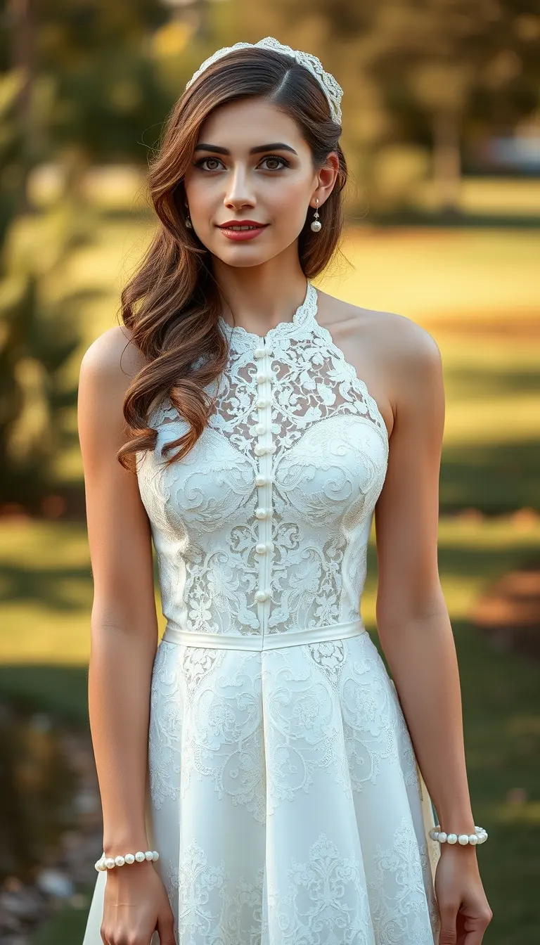 Timeless Elegance in a Lace Halter Neck Wedding Dress