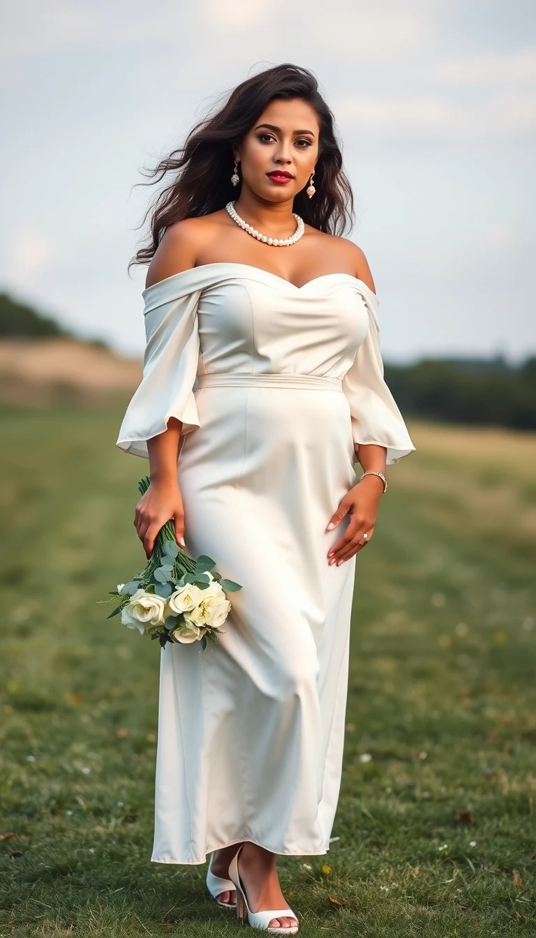 Timeless Elegance in an Off-Shoulder Satin Gown