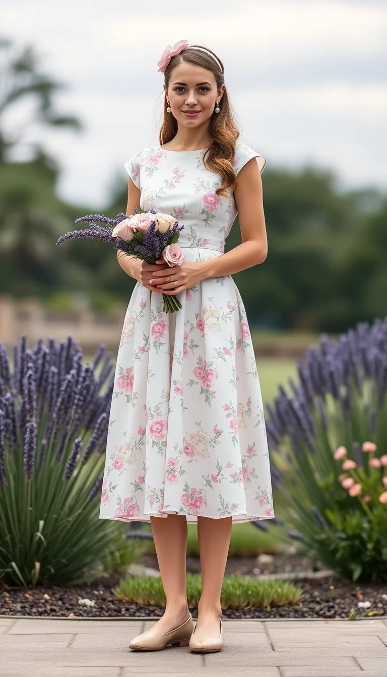 Timeless Romance in a White Floral Midi Dress