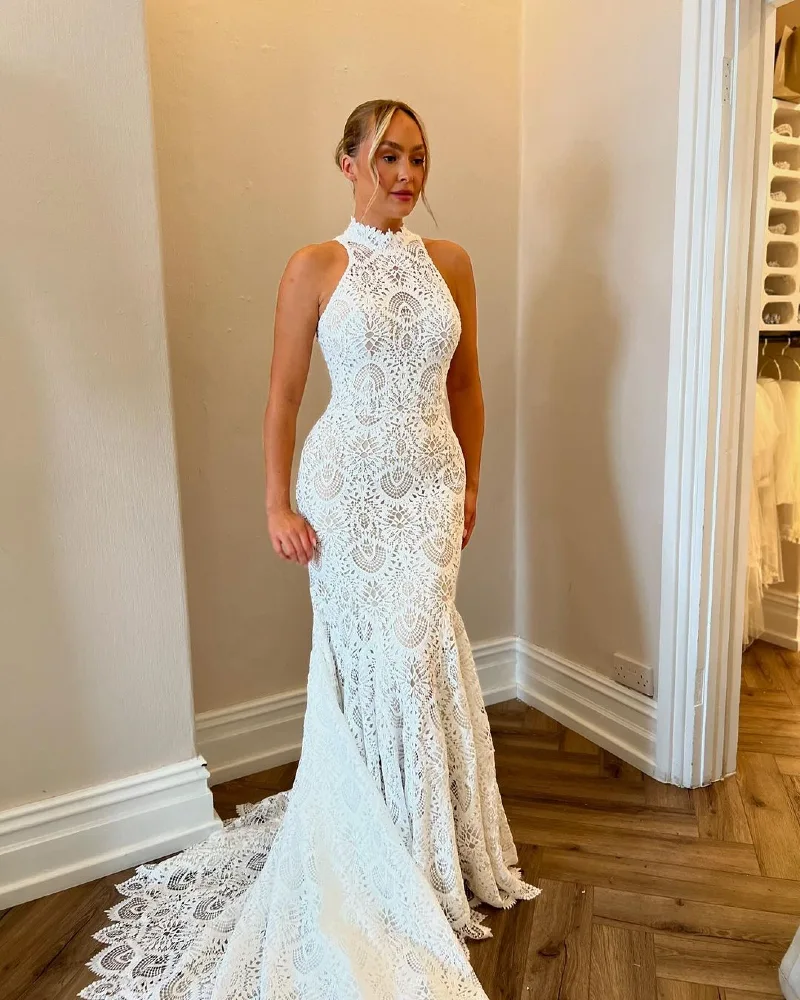 Vintage Lace Halter Gown