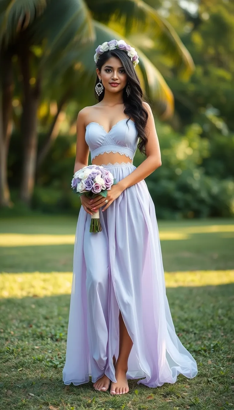 Whimsical Grace in a Lavender Two-Piece Dress