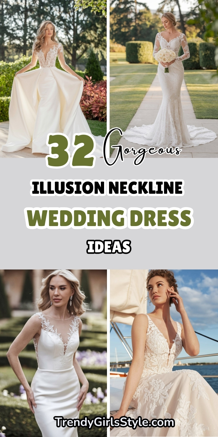 32 Gorgeous Illusion Neckline Wedding Dresses That Dazzle