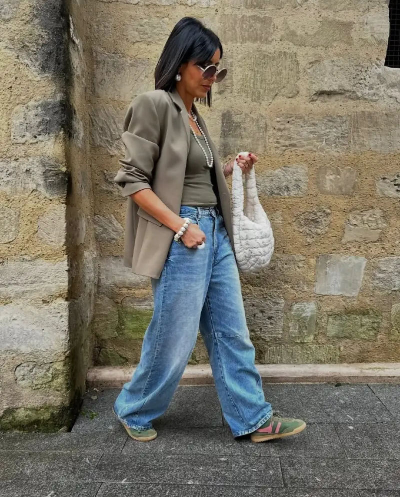 Casual Taupe and Denim Elevated Street Style