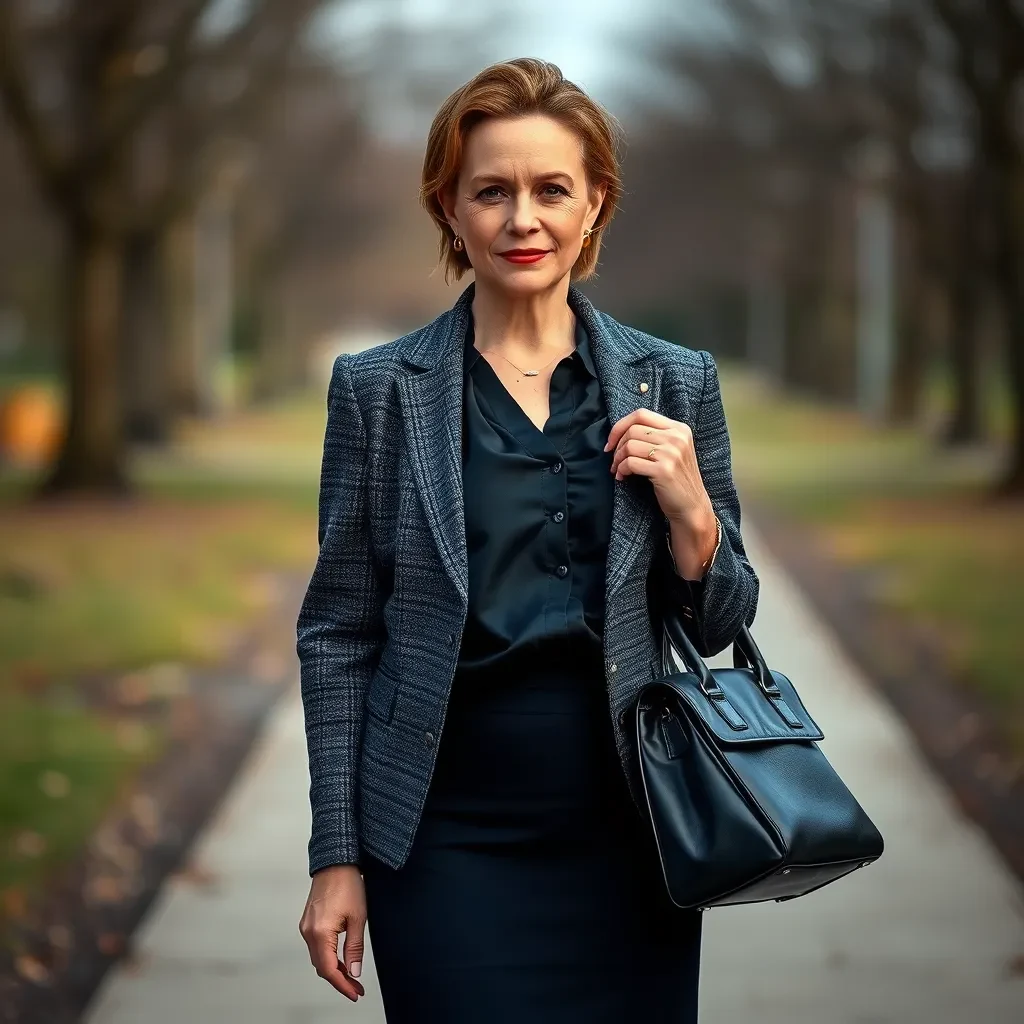Classic Power Dressing in a Tailored Plaid Blazer and Pencil Skirt