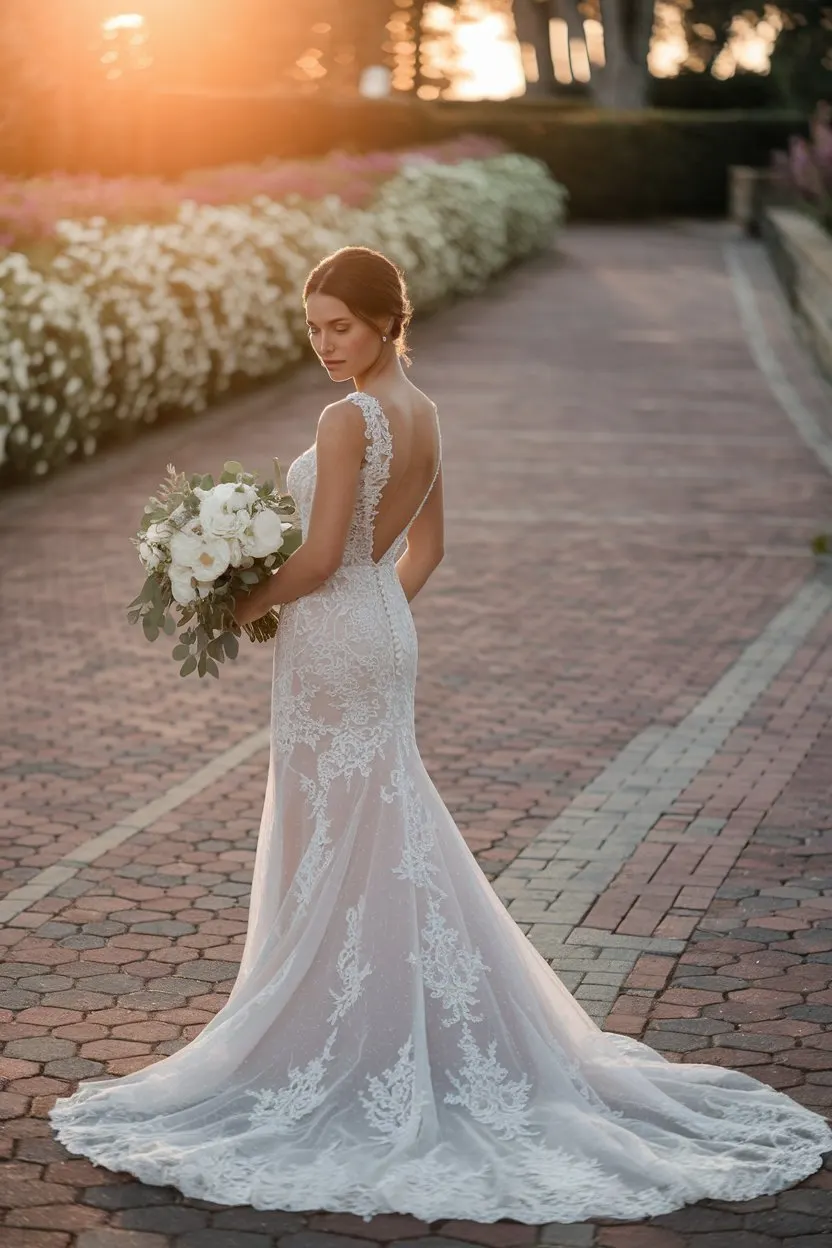 Elegant Lace Backless Wedding Dresses Timeless Romance in Bridal Fashion
