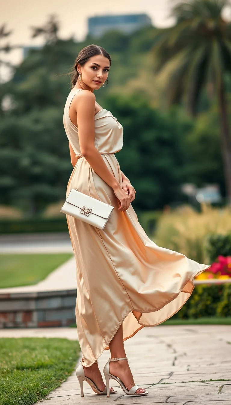 Elegant Simplicity in a Champagne Satin Dress