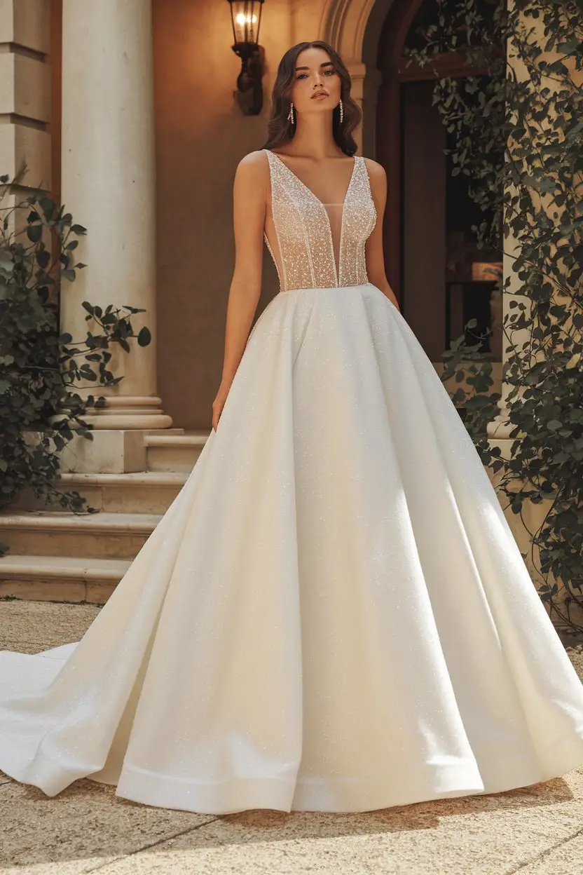 Old-World Glamour Crystalline Illusion Bodices with Regal Ballgown Silhouettes