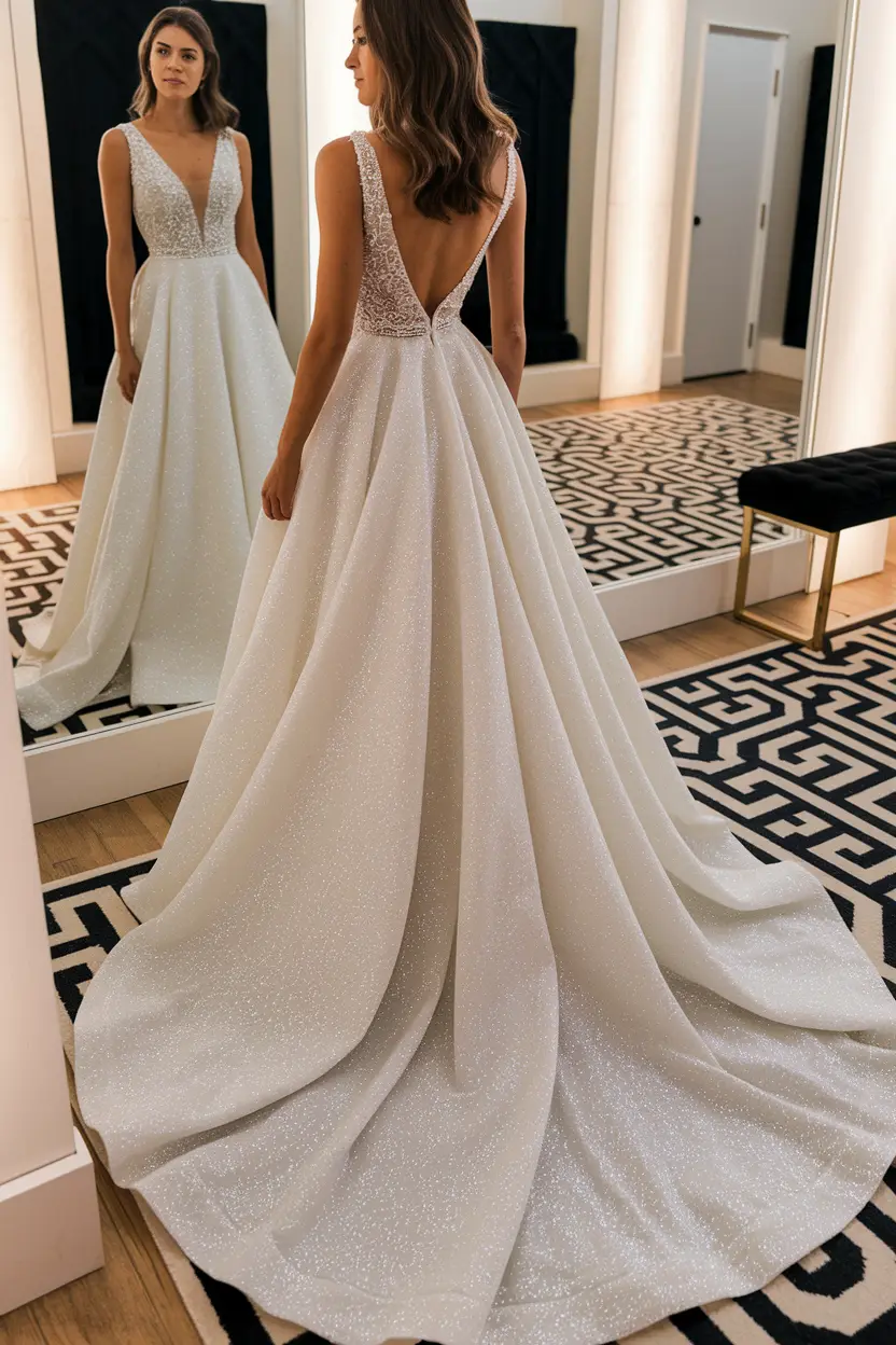 Shimmering Ivory Backless Wedding Dresses Glamorous Grace in Bridal Style