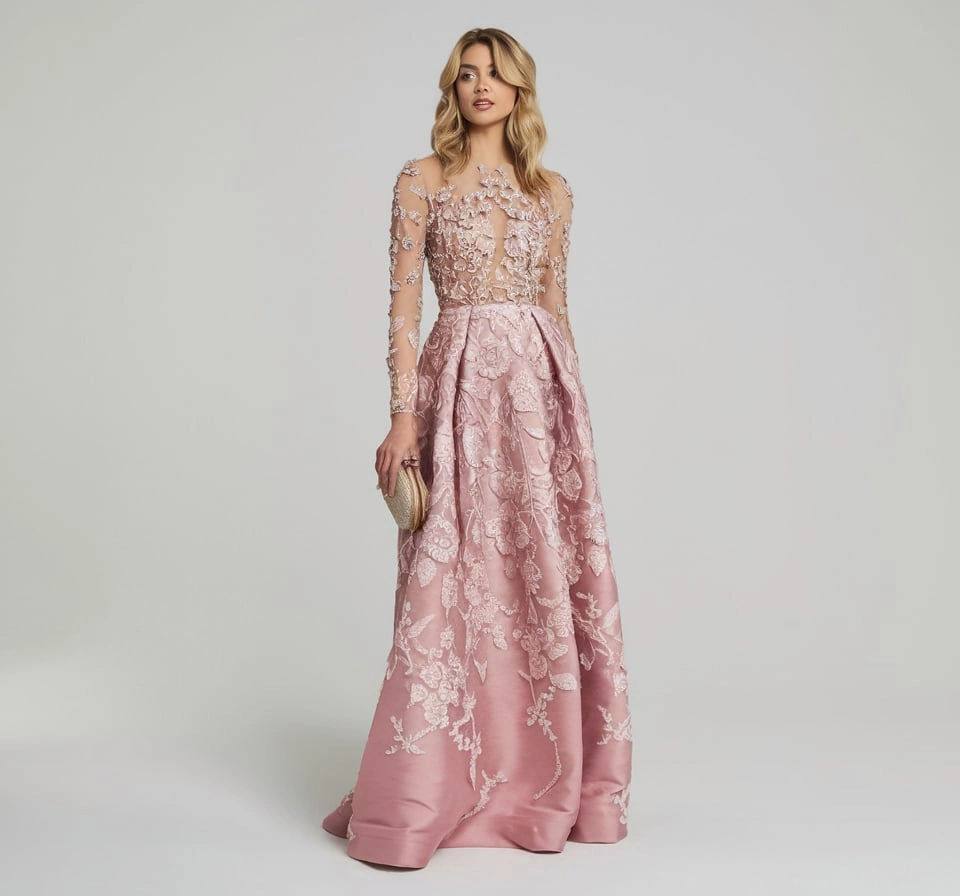 Blush Opulence Romantic Floral Embellishments for Elegant Mother-of-the-Bride Attire