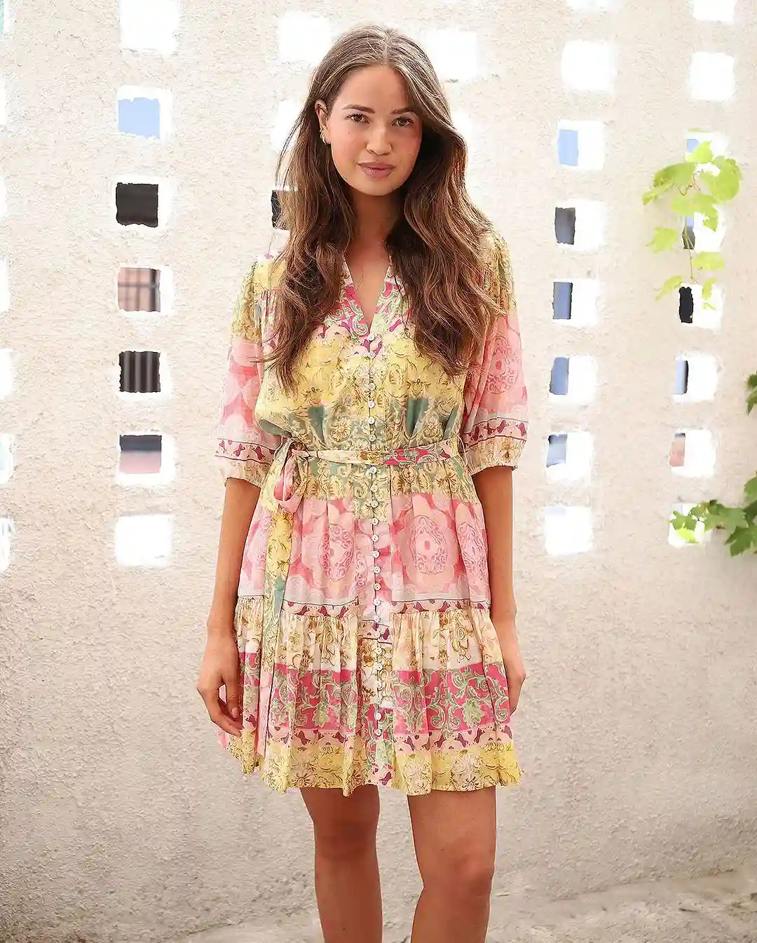 Bohemian Bliss – Vibrant Patchwork Mini Dress for a Carefree Picnic