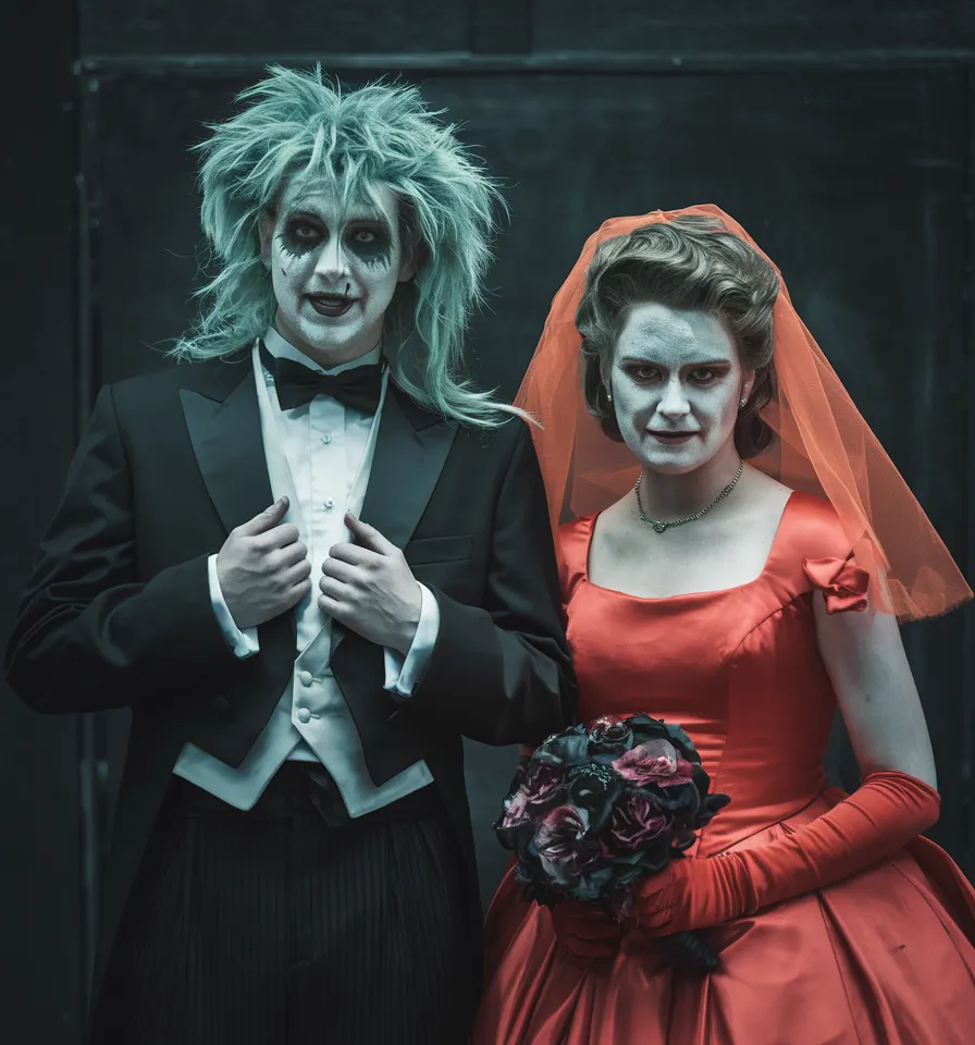 Cinematic Ghostly Wedding Undead Formalwear Aesthetic