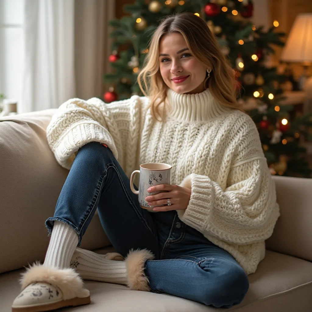 Cozy Knit Layers for a Laid-Back White Christmas