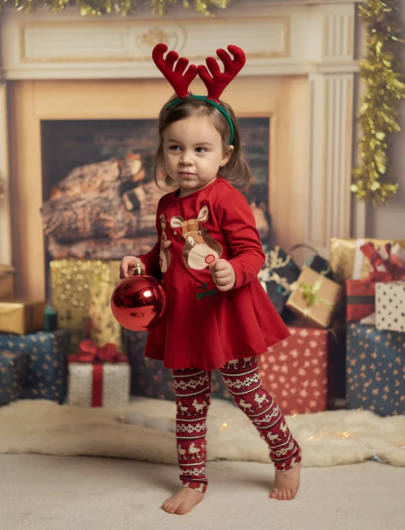 Festive Layers A Toddler's Playful Christmas Attire