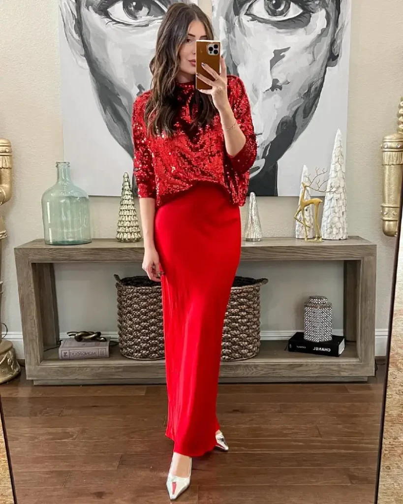 Festive Sparkle Red Sequin Ensemble