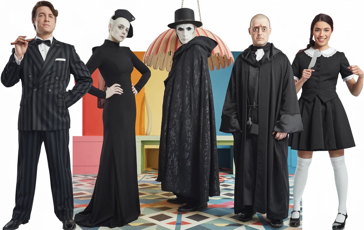 Monochromatic Gothic Family-Character Ensembles That Redefine Halloween Sophistication