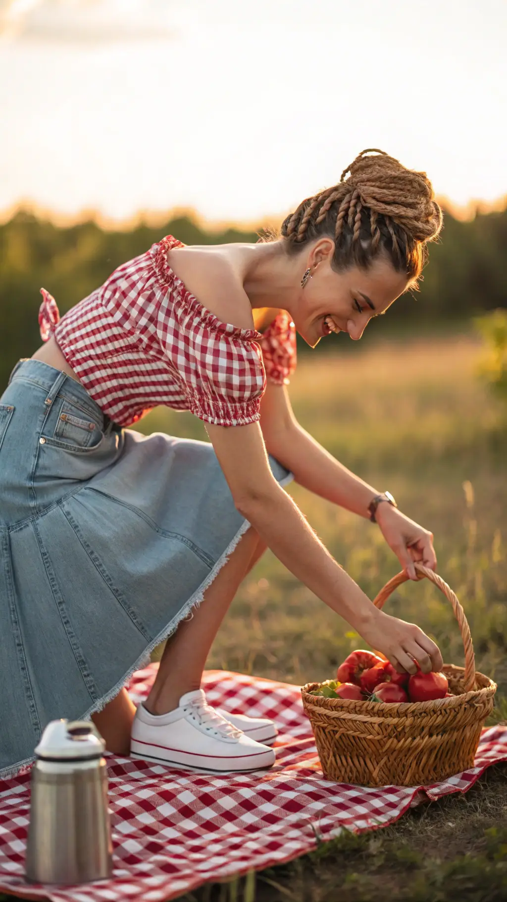 Playful Gingham & Denim Ensemble