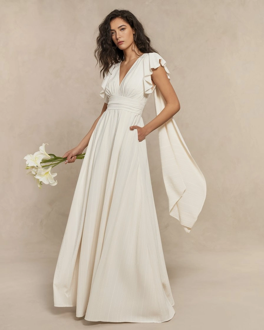 Romantic Ruffles A Cream Sustainable Wedding Dress for Bohemian Elegance