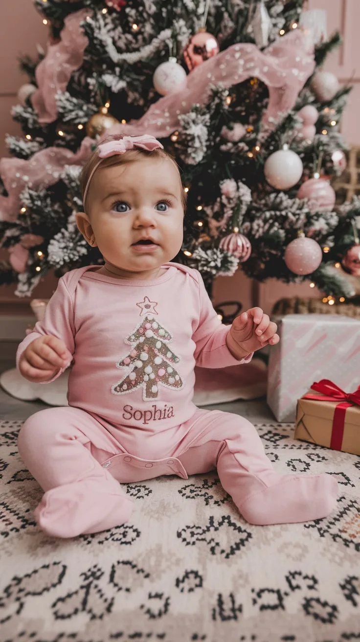 Rose Quartz Holiday Romper Contemporary Christmas Style for Modern Celebrations