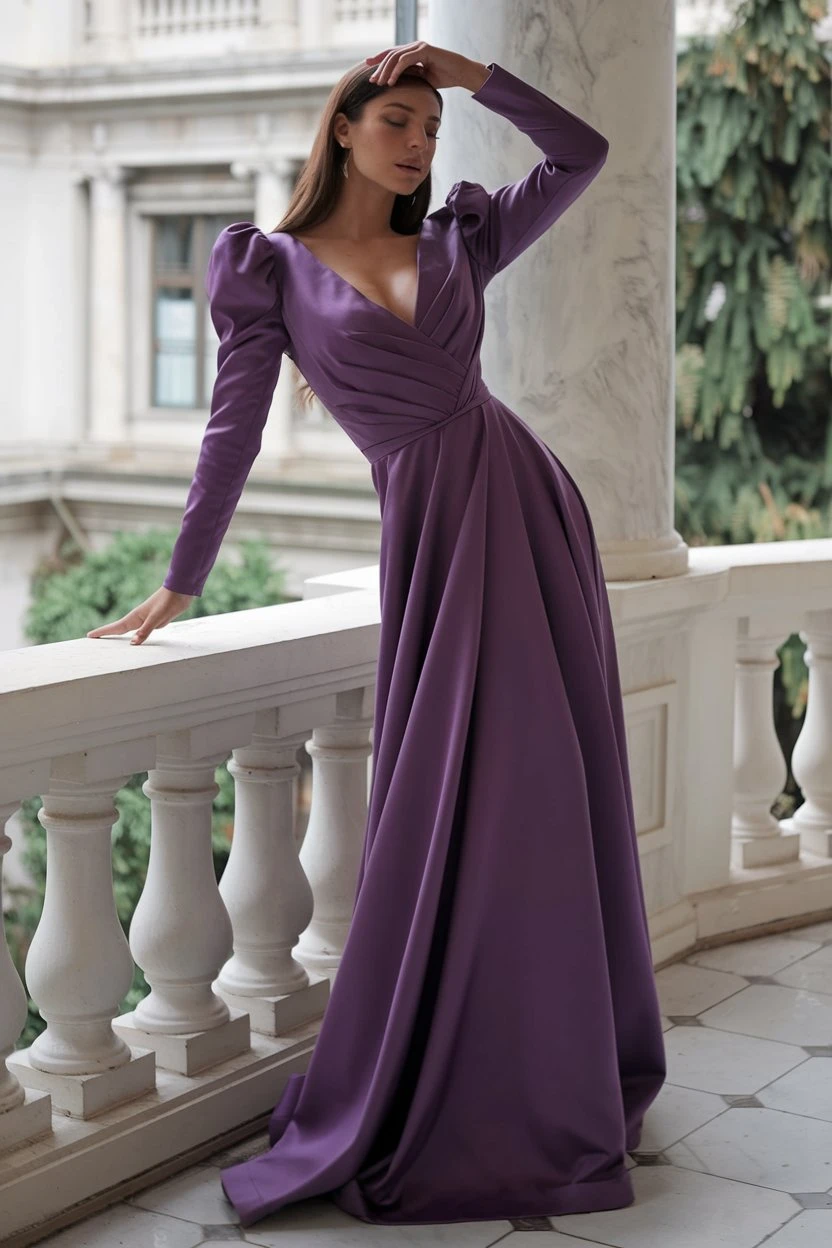 Royal Aubergine Architectural Gowns That Blend Heritage With Modernity