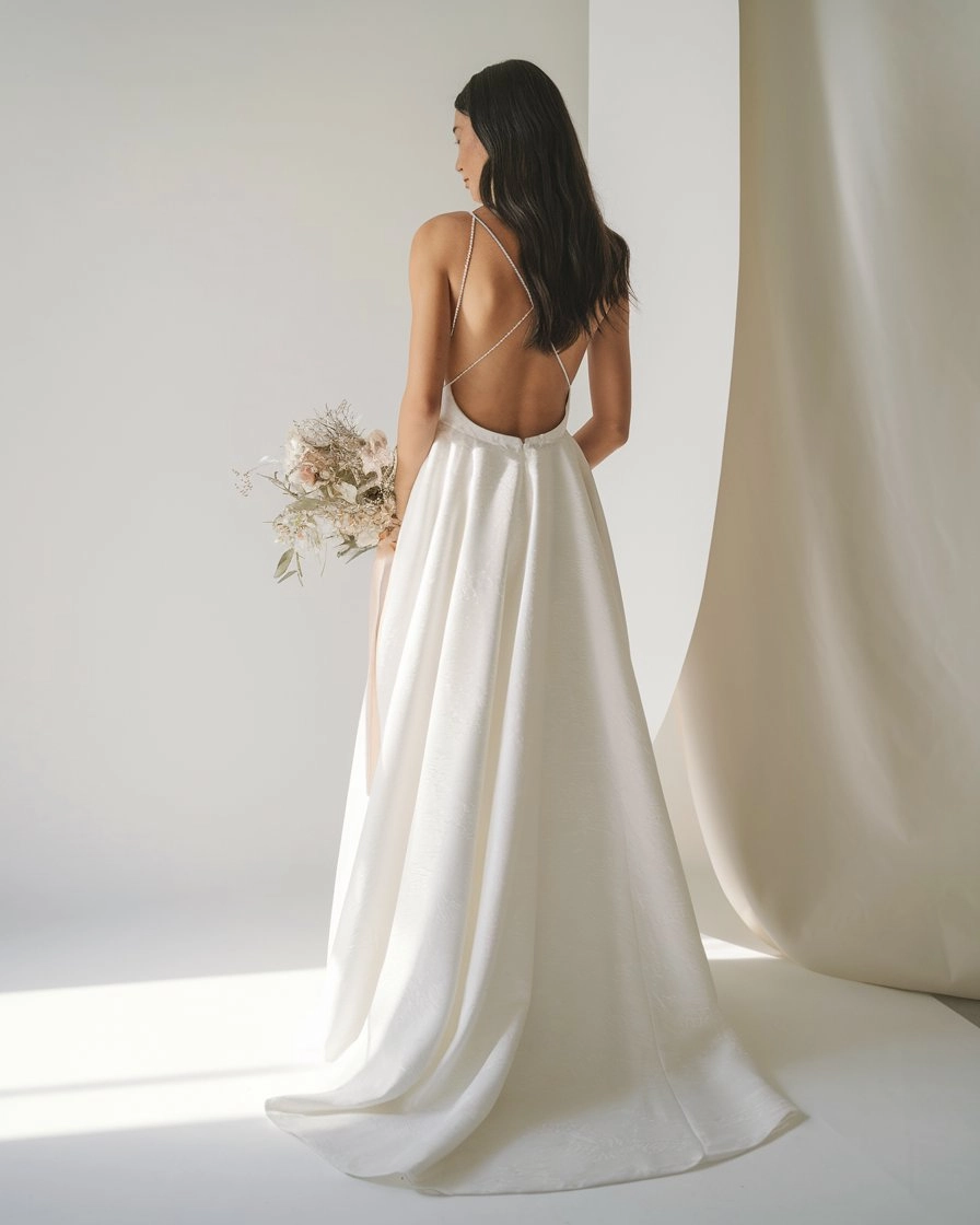 Sleek Simplicity A White Sustainable Wedding Dress for Effortless Modern Elegance