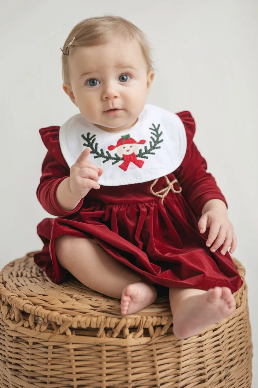 Velvet Crimson Holiday Dress Heirloom Elegance for Tiny Celebrations