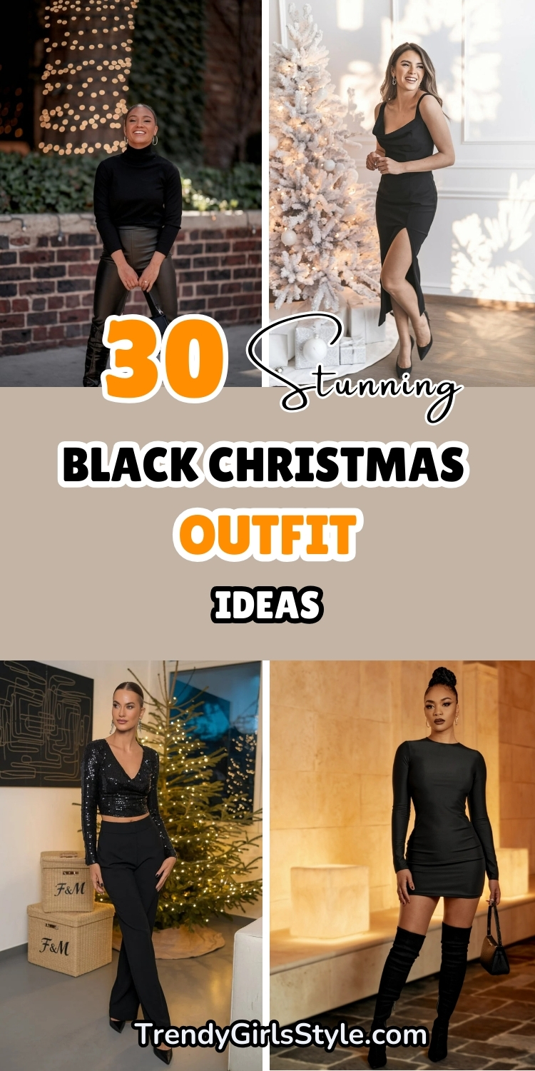 30 Stunning Black Christmas Outfits for Festive Glamour